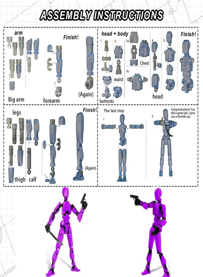 RAMONI Dummy 13 Action Figure Toys, Purple Action Figure + Accessories - Image 5