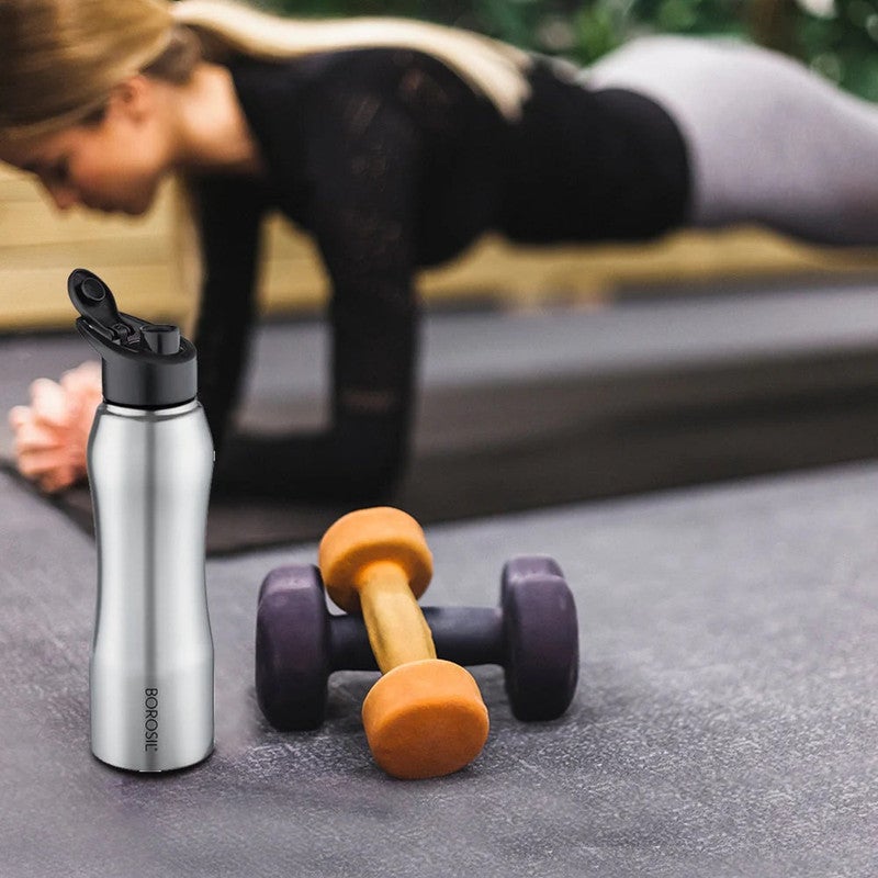 BOROSIL زجاجة ماء من الفولاذ المقاوم للصدأ Grip n Sip، 750 مل - Image 2