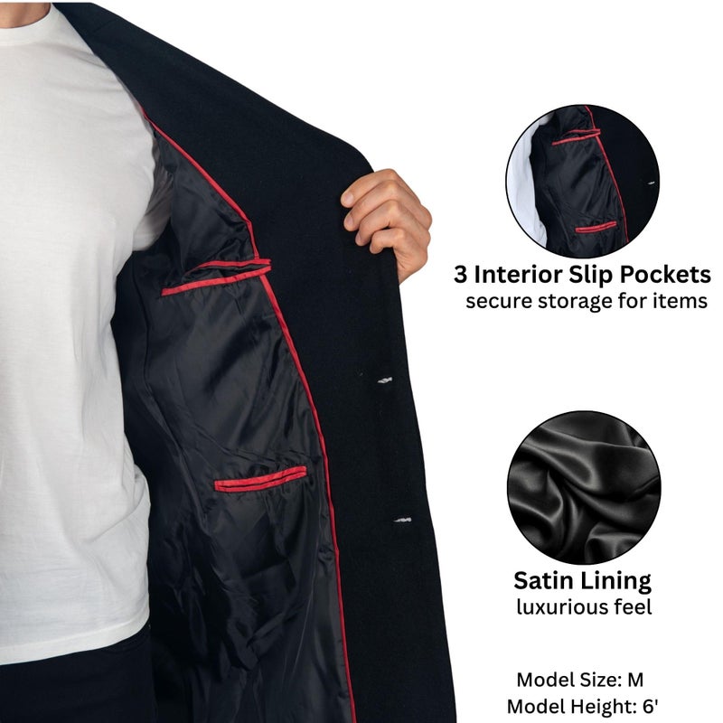 Alpine Swiss Luke Mens Wool Blend Overcoat Single Breasted Topcoat Tailored Notch Lapel Coat Business Professional BLK XL - Image 5