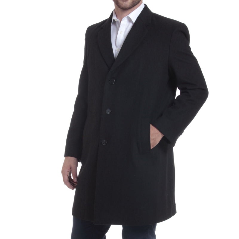 Alpine Swiss Luke Mens Wool Blend Overcoat Single Breasted Topcoat Tailored Notch Lapel Coat Business Professional BLK XL - Image 1