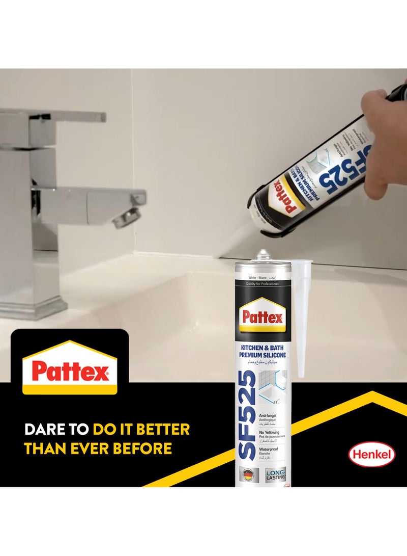 باتكس مانع تسرب السيليكون الفاخر للمطبخ والحمام من باتكس Sf525، مقاوم للعفن، مثالي للاستحمام والمراحيض والبلاط، مانع تسرب سهل للحمامات 1X280 مل - Image 4