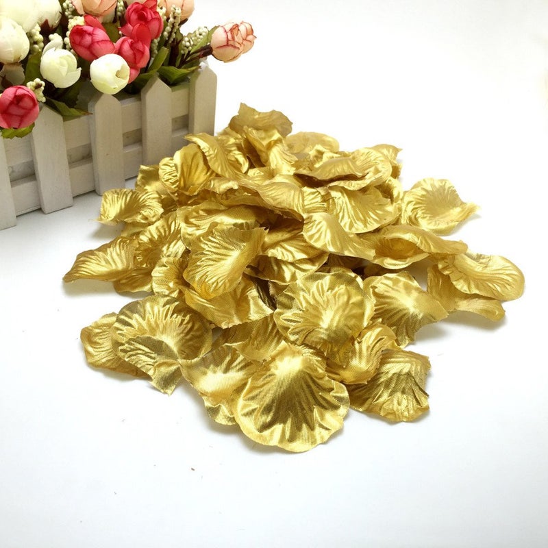 Simple polymer 1000 Pcs Silk Rose Petals Fake Petals for Wedding Decoration Festive Supplies (Gold) - Image 3