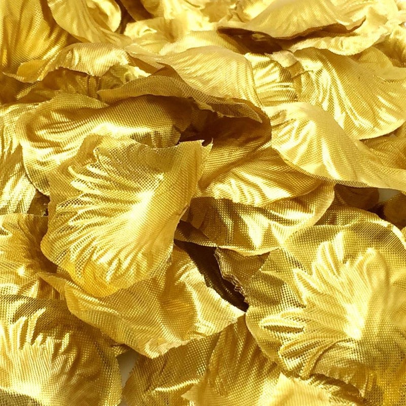 Simple polymer 1000 Pcs Silk Rose Petals Fake Petals for Wedding Decoration Festive Supplies (Gold) - Image 1