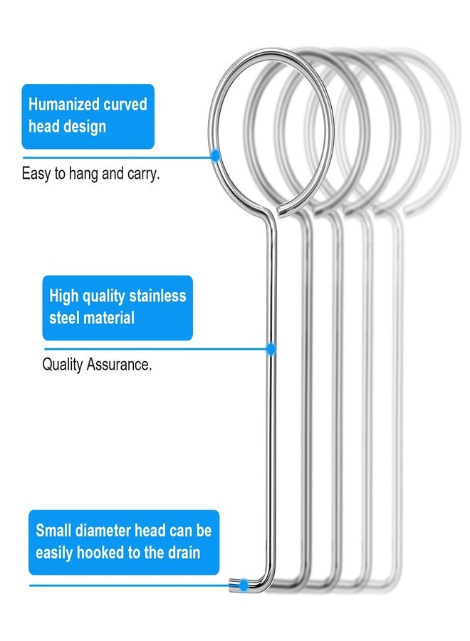 Ymapinc Drain Key Lifting Hooks, Easy Drain Grate Cleaning Hook, Stainless Steel Talon Drain Opener, Efficient Clog Remover for Bathroom, Kitchen, and Utility Drains Grate, Silver 5 PCS - Image 5