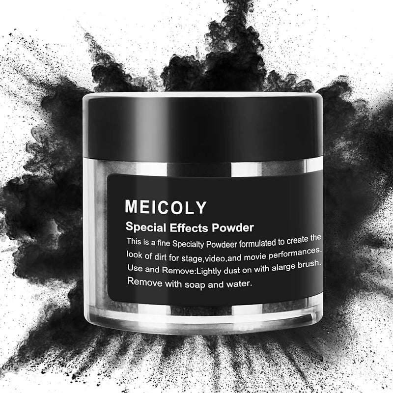 MEICOLY MEICOLY Black Special Effects PowderUltrafine Loose Dirt Powder for StageVideo and Movie PerformancesProfessional Special Effect Makeup Powder for HalloweenCharred Ash088Oz 