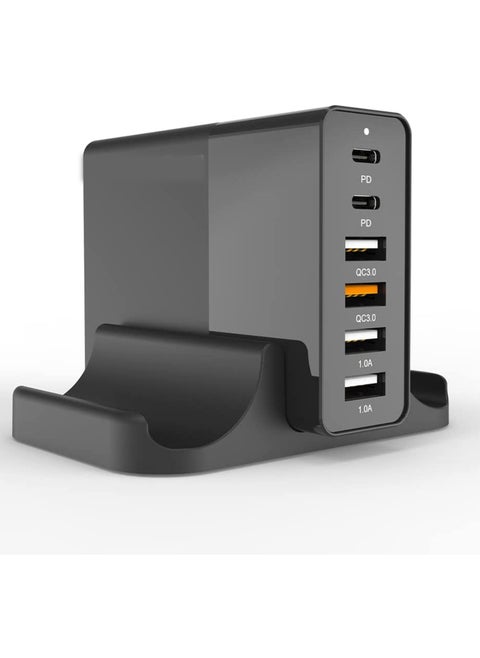 75W USB Charging Station, 6-Port PD 3.0 USB C Type C Wall Charger for Multiple Device, Compatible with Mini/MacBook Pro/Air iPhone13/12 Airpods/iPad/Think Pad/Galaxy/Switch