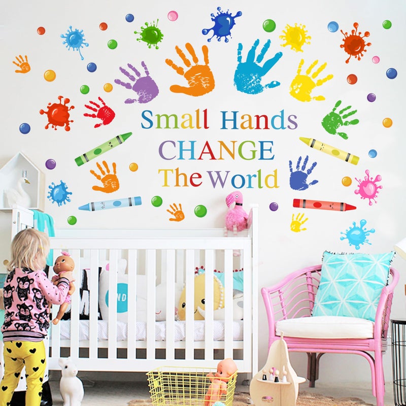 Sondeng Colorful Inspirational Quotes Wall Decals Watercolor Paint Splatter Wall Decals Motivational Saying Wall Stickers Handprint Crayon Wall Stickers For Kids Classroom Nursery Playroom Daycare Decor - Image 5