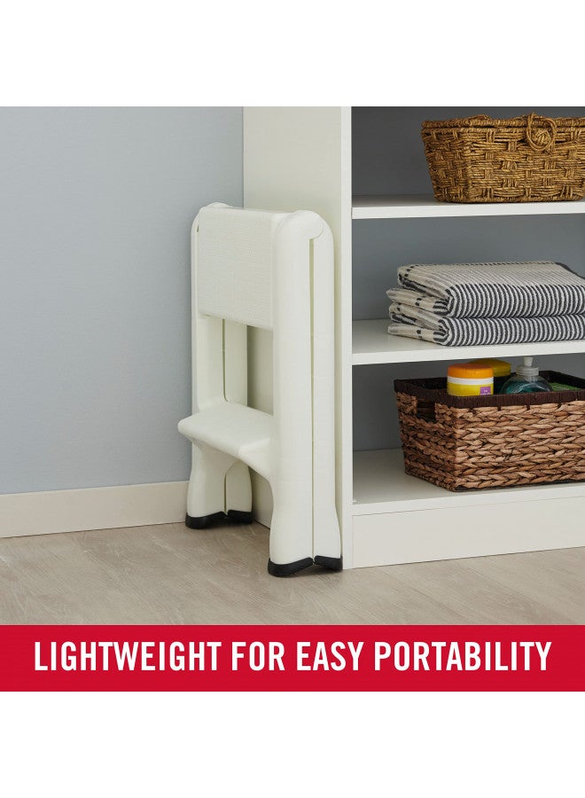 Rubbermaid Two-Step Folding Foot Stool, 14-Inch High, White, 300 Pound Capacity, Small Step Stool for Adults/Kids for Use in Library/Kitchen/Bathroom/Garage/Closet - Image 5
