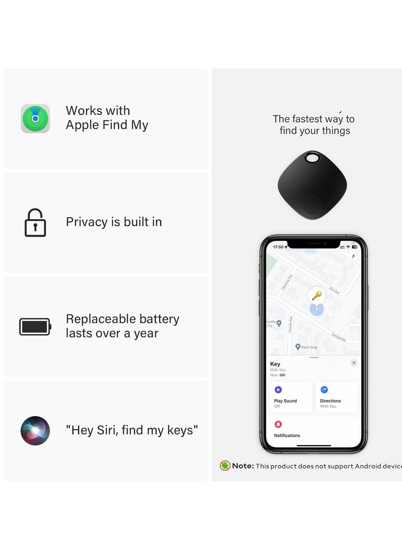 Generic - Tracker Bluetooth Item Finder, Compatible with Apple Find My (iOS Only), Replaceable Battery, IP67 Waterproof, for Keys, Luggages, Suitcases, Wallets, Bags, 1 Pack, Black - Image 1