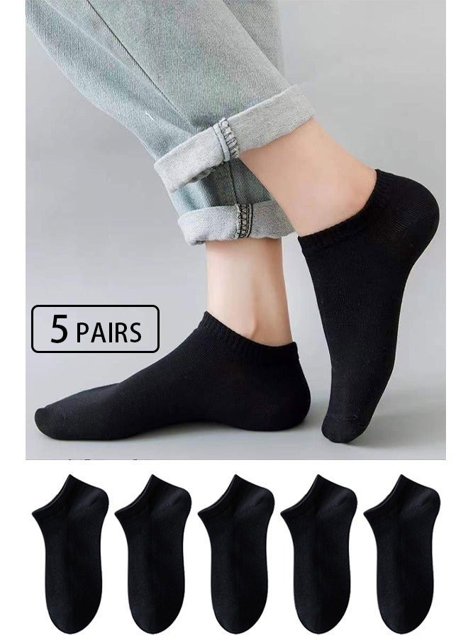 Lynacz Original 5 Pack Women's Black No Show Ankle Socks, Soft Cotton Low Cut - Image 3