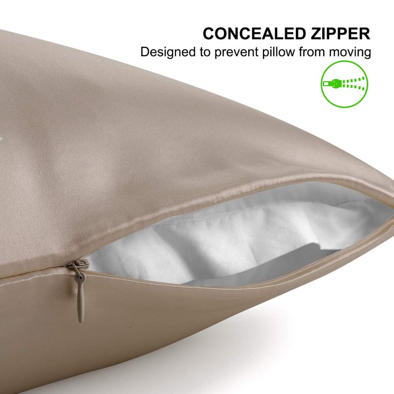 ALASKA BEAR Silk Pillowcase for Hair and Skin, 100% Mulberry Silk Pillow Cases Queen Size for Bliss Sleep with Random Color Scrunchy Gift Set Better Than Poly Satin, 1pc,Taupe - Image 3