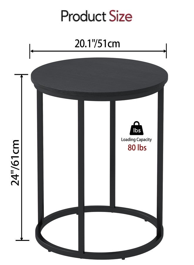 Yusong Round End Table, 20" Accent Small Side Table Suitable for Hiding Trash Can, Nightstand Modern Bedside Table for Living Room Bedroom Office Small Spaces, Black - Image 3