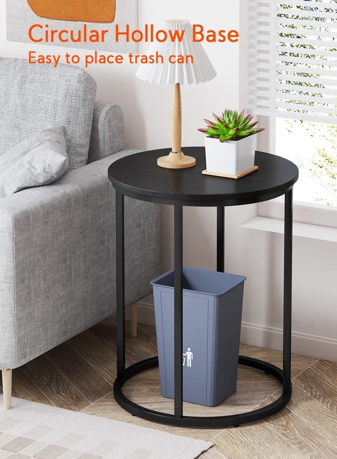 Yusong Round End Table, 20" Accent Small Side Table Suitable for Hiding Trash Can, Nightstand Modern Bedside Table for Living Room Bedroom Office Small Spaces, Black - Image 2