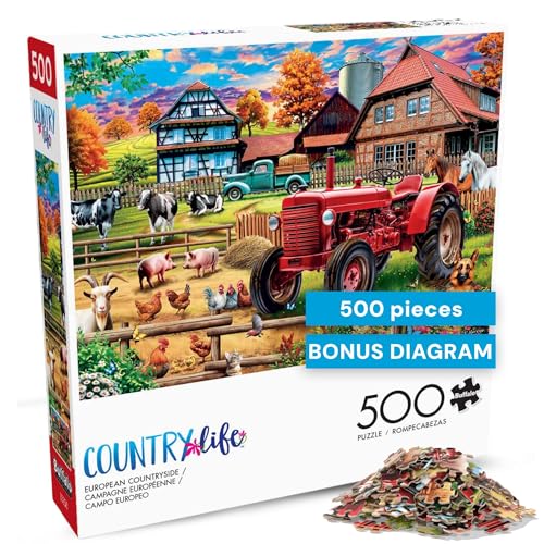 Buffalo Games 500 Piece Jigsaw Puzzle PD Moreno European Countryside Made in USA Premium Recycled Board FullColor Poster Giftable Art - Image 1