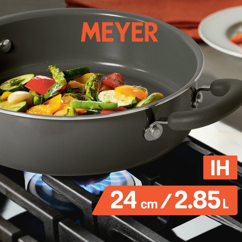 Meyer Anzen Healthy Ceramic Coated Cookware Sauteuse with Glass Lid, 24 cm , Grey - Image 2