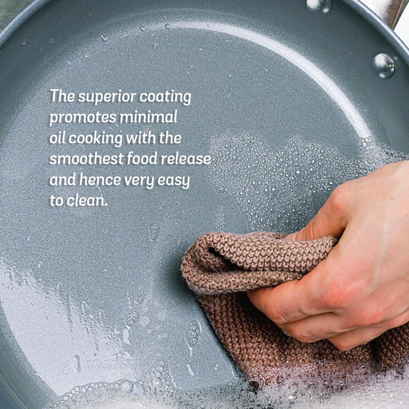 Meyer Anzen Healthy Ceramic Coated Cookware Sauteuse with Glass Lid, 24 cm , Grey - Image 4