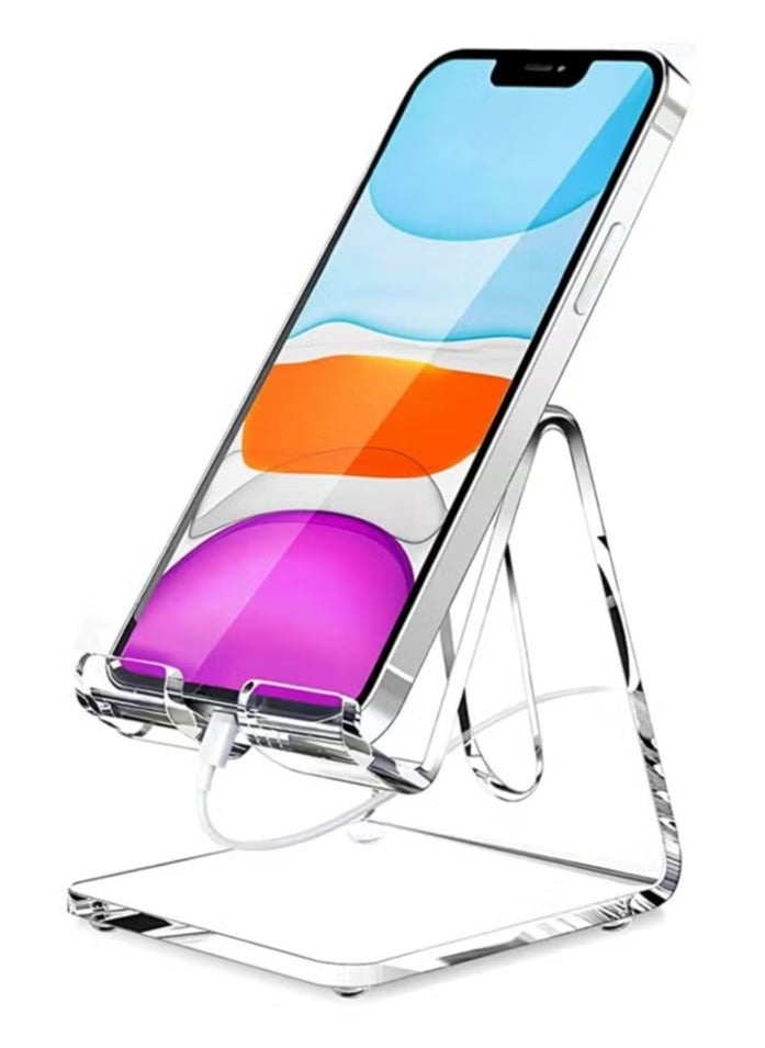 SMARTPOINTS Acrylic Cell Phone Stand, Portable Phone Holder, Clear Phone Stand for Desk, Compatible with Phone 12 Pro Max Mini 11 Xr 8 Plus SE, Switch, Android Smartphone, Pad, Desk Accessories  - Image 1