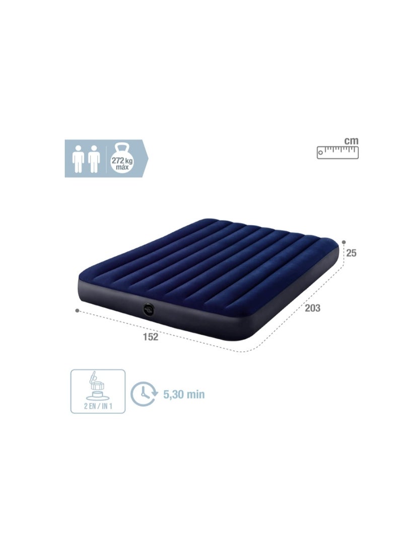 INTEX Classic Blue Dura-Beam Series Classic Downy Airbed With Air-Pump | Twin Capacity (Waterproof) With Adjustable Firmness Inflates In 2 Minutes Eco-Friendly, Mattress Blue, Lightweight, Ecofriendly - Image 3