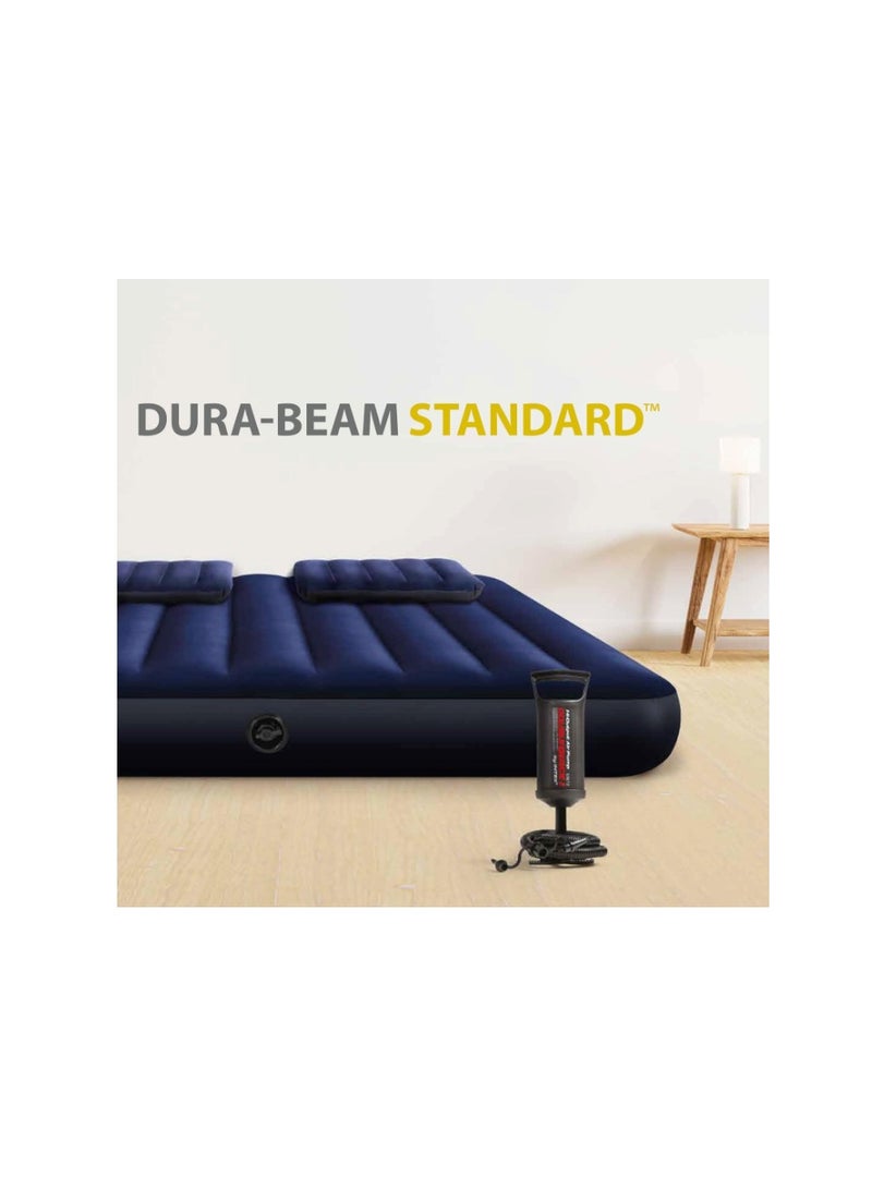 INTEX Classic Blue Dura-Beam Series Classic Downy Airbed With Air-Pump | Twin Capacity (Waterproof) With Adjustable Firmness Inflates In 2 Minutes Eco-Friendly, Mattress Blue, Lightweight, Ecofriendly - Image 4