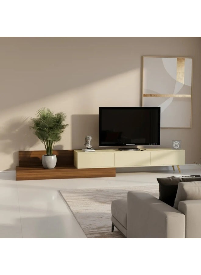 Stylish Home Modern Brown and Beige TV & Coffee Table Set - SH55 - Image 4