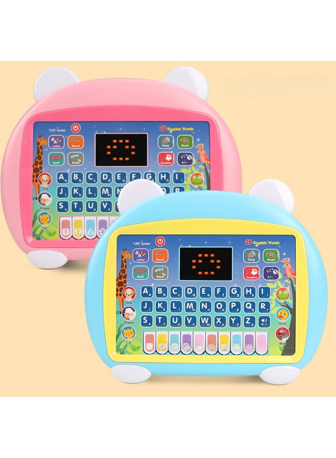 English Cartoon Early Education Machine LED Screen Children's Learning Machine Toy Puzzle English Tablet Reading Machine-Color:Pink - Image 1