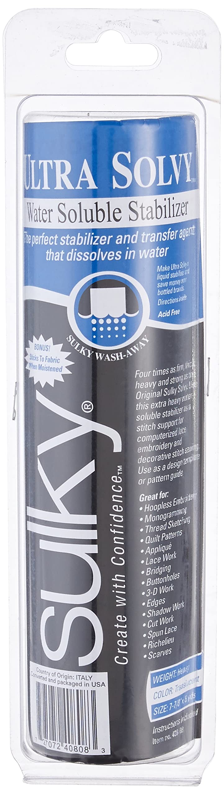 Sulky Of America Ultra Solvy Extremely Firm & Stable Water Soluble Stabilizer, 8" by 8 yd (408-08) - Image 4