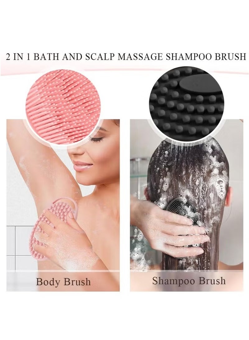 2 Pcs Silicone Body Scrubber, Loofah Exfoliating Body Scrubber, Silicone Loofah Shower Body Scrubber 2 Pack, 2 in 1 Body Exfoliator Scrubber With Handle Body Scrub Bath Scrubber Scalp Massager Shampoo Brush - Image 4