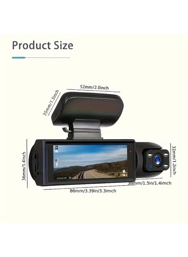 Dual Lens Dash Cam Front Interior 1080P HD Night Vision G Sensor 32GB Card - Image 2