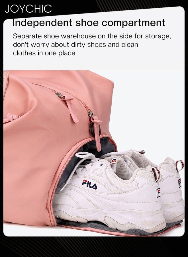 Joychic حقيبة كتف رياضية بتصميم صلب بسعة كبيرة مع جيب منفصل للملابس الجافة والرطبة للنساء، رياضة، يوغا، سفر، لياقة بدنية، وردي - Image 3