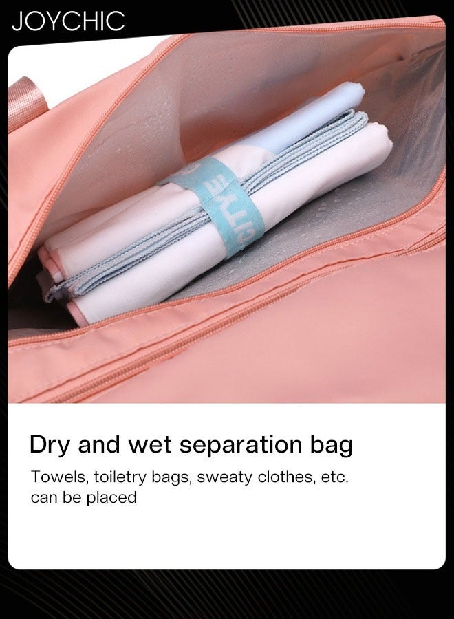 Joychic حقيبة كتف رياضية بتصميم صلب بسعة كبيرة مع جيب منفصل للملابس الجافة والرطبة للنساء، رياضة، يوغا، سفر، لياقة بدنية، وردي - Image 4