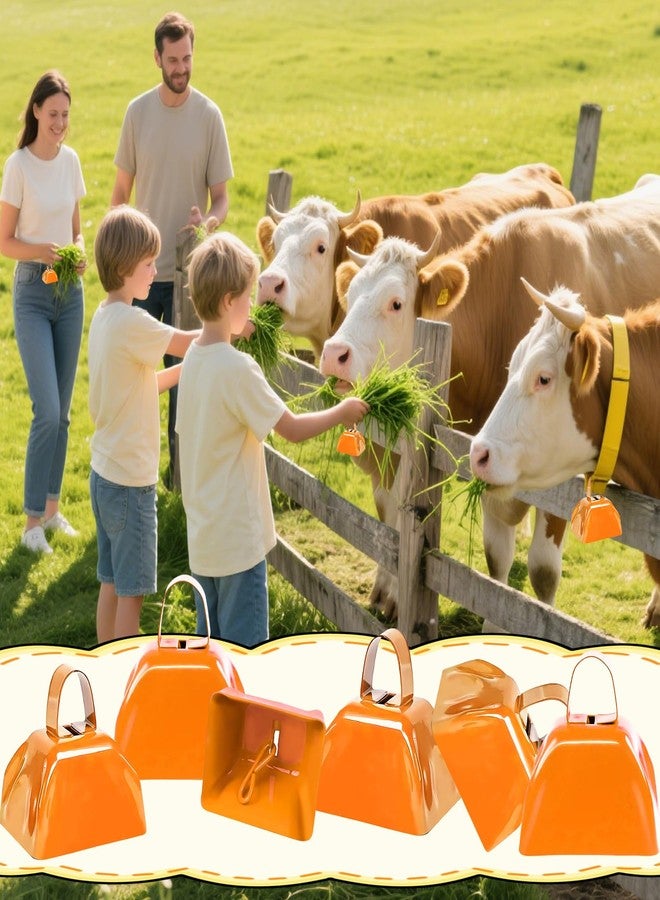 Hongdouo 6PCS Metal Cow Bells Noisemakers, 3 Inch Loud Cow Bell Noise Makers for Sporting Events Party Favors with Handles, Great for Football Competitions, Sports Games, Celebration Parties (Orange) - Image 2