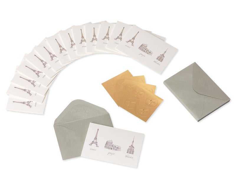 Papyrus Thank You Cards with Envelopes, World Icons (14-Count) - Image 2