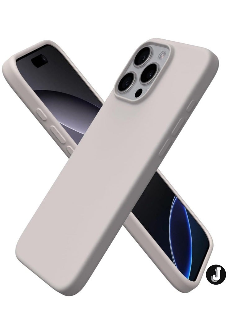 JAJEEK "New Soft Liquid Silicone Gel Case for iPhone 16 Pro Max – Full Body Shockproof Protection, Matte Finish & Soft Microfiber Lining (Grey)" - Image 1