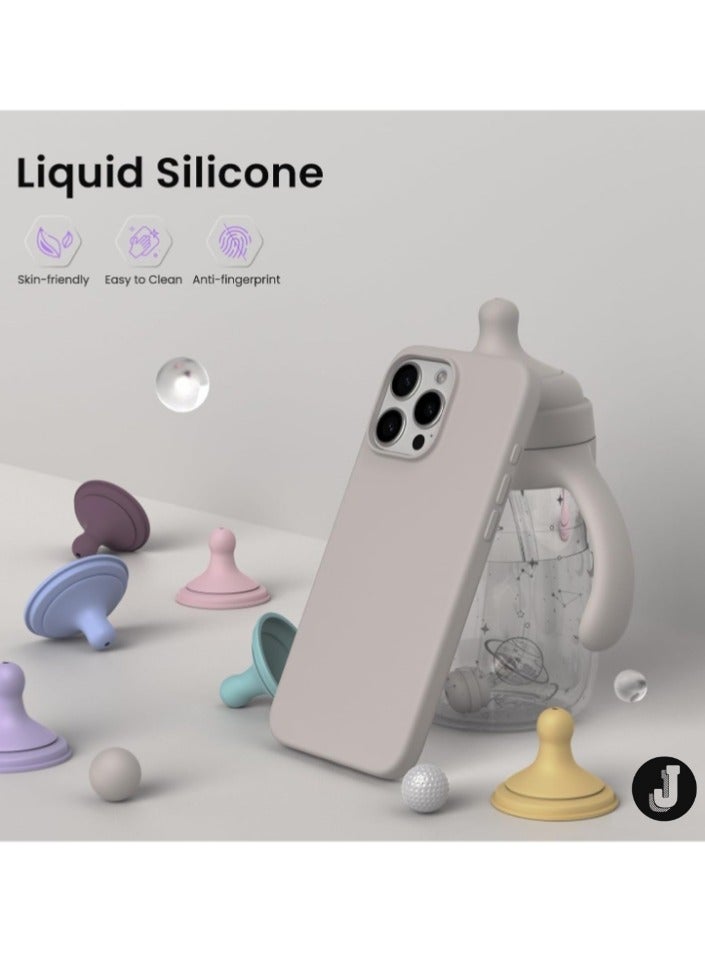 JAJEEK "New Soft Liquid Silicone Gel Case for iPhone 16 Pro Max – Full Body Shockproof Protection, Matte Finish & Soft Microfiber Lining (Grey)" - Image 3