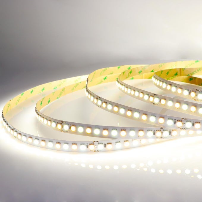 CCT TUNABLE WHITE LED STRIP LIGHTS HIGH DENSITY 600LEDS SMD 5050 DC 24V WARM DAYLIGHT WHITE ADJUSTABLE 2800K6500K FLEXIBLE LIGHT STRIPS 164FT NONWATERPROOF FOR BEDROOM CABINET