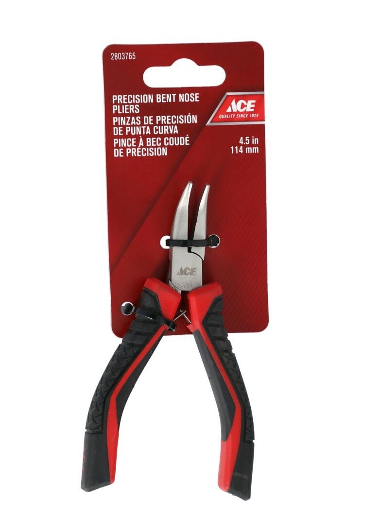 ACE Precision Bent Nose Plier Black and Red 4.5inch - Image 1