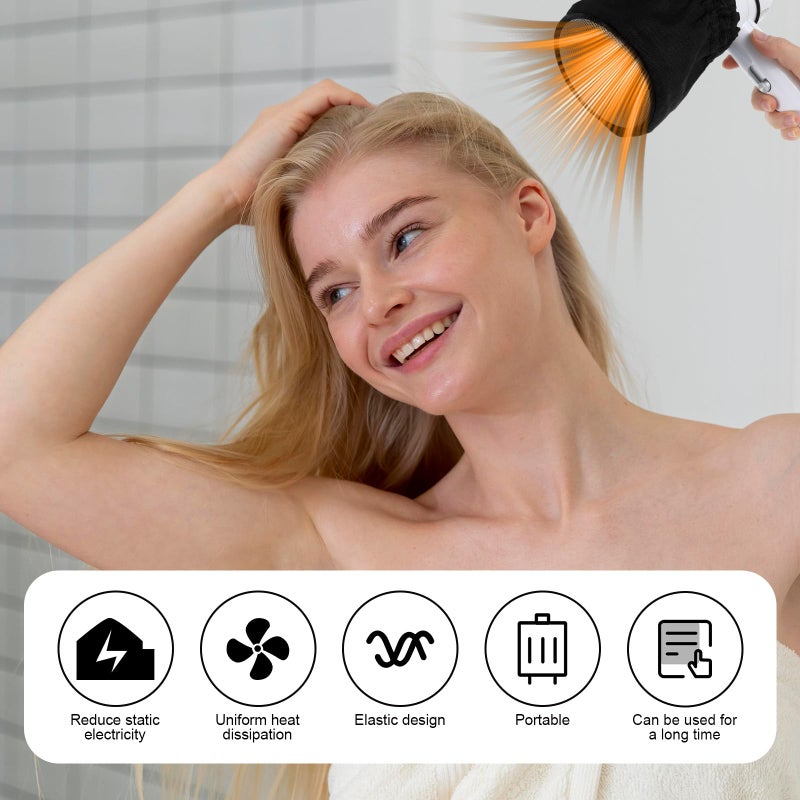 Skrfren Universal Hair Dryer Diffuser Sock, Universal Difuser Cap for Hair Dryer Attachment Hair Dryer Diffuser Cover Hair Dryer Sock Diffuser Cover, Foldable Travel Diffuser Sock with Elastic Band - Image 4