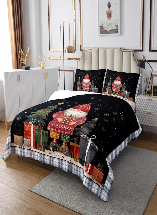 Castle Fairy طقم غطاء سرير بتصميم عيد الميلاد، مقاس كوين، للأطفال، للأولاد والبنات، طقم لحاف بتصميم أقزام عيد الميلاد، غطاء سرير بتصميم بابا نويل، غطاء سرير بتصميم ندفة الثلج، طقم سرير مزخرف من 3 قطع مع غطاءين للوسائد - Image 2