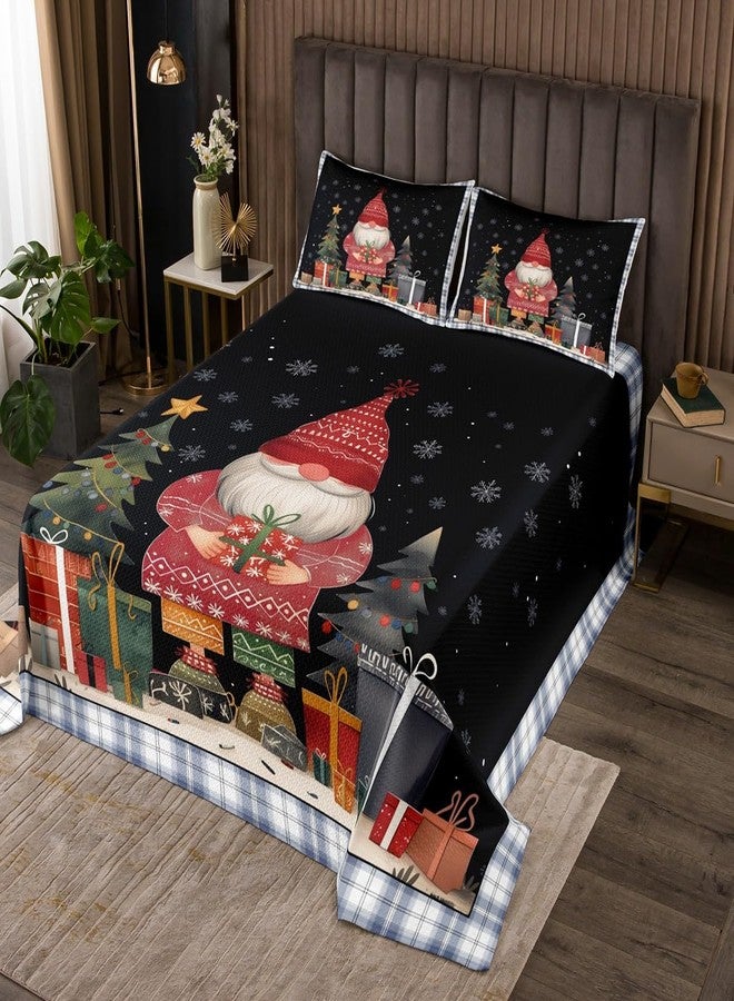 Castle Fairy طقم غطاء سرير بتصميم عيد الميلاد، مقاس كوين، للأطفال، للأولاد والبنات، طقم لحاف بتصميم أقزام عيد الميلاد، غطاء سرير بتصميم بابا نويل، غطاء سرير بتصميم ندفة الثلج، طقم سرير مزخرف من 3 قطع مع غطاءين للوسائد - Image 1