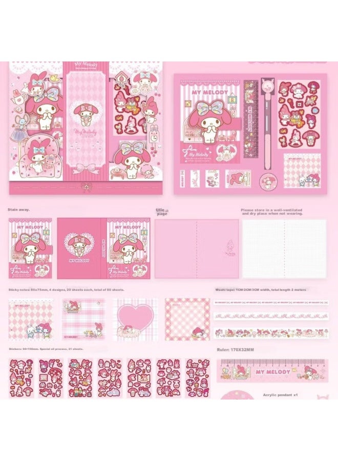 West Xia Meileti Hand Account Book Gift Box Set Primary School Student Stationery Stickers Sanrio Children Girls Birthday Gift Back To School - Image 5