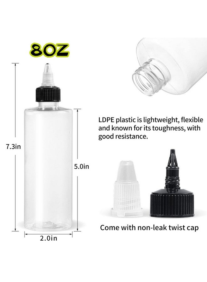 Yephets Yephets 22Pack 8oz Plastic Squeezing Bottles, Clear Oil Dispenser Dropper Bottle Applicator with Twist Top Cap and Leak-Proof Inner Gasket for Crafts, Art, Glue, Paint and More (8 OZ)  - Image 2