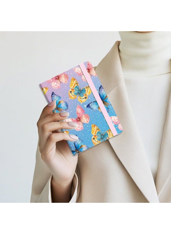 beinkmake Colorful Leather Passport Holder Cover Travel Wallet Passport Case with Credit Card Slots for Women Men, Colorful Butterflies - Image 3