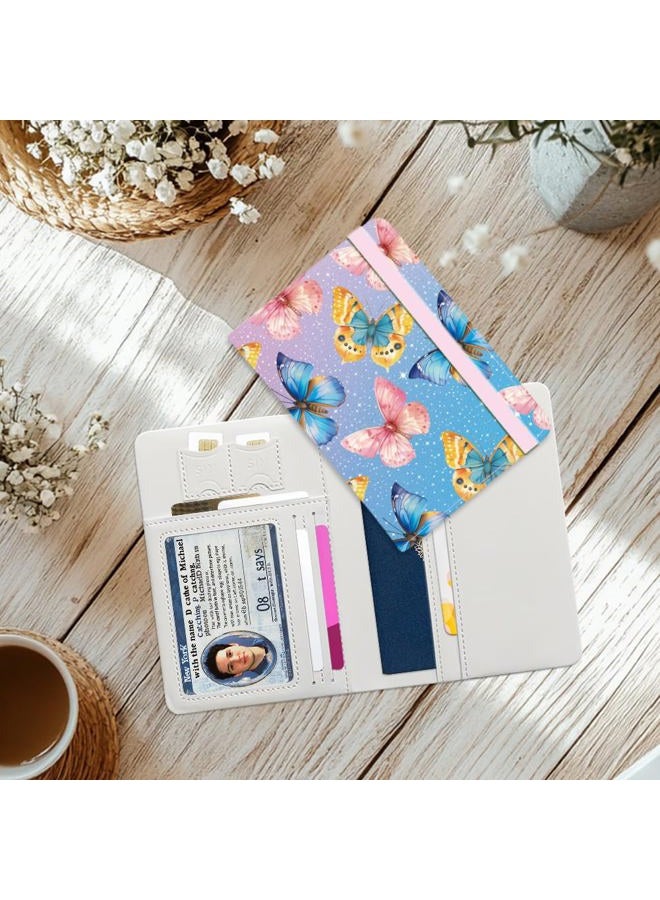 beinkmake Colorful Leather Passport Holder Cover Travel Wallet Passport Case with Credit Card Slots for Women Men, Colorful Butterflies - Image 4