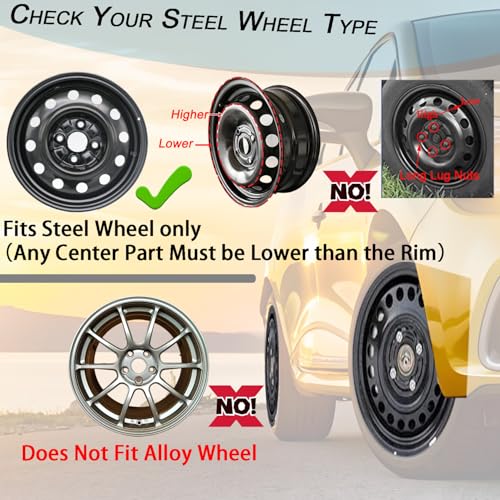 Aiqiying Hubcaps Wheel Cover Replacement R16 Size Hub Cap Universal-Fit Steel Wheel Rim Caps ABS Tire Covers for Most Cars Trucks Sedans SUV -Set of 4（16-inch，Black） - Image 2