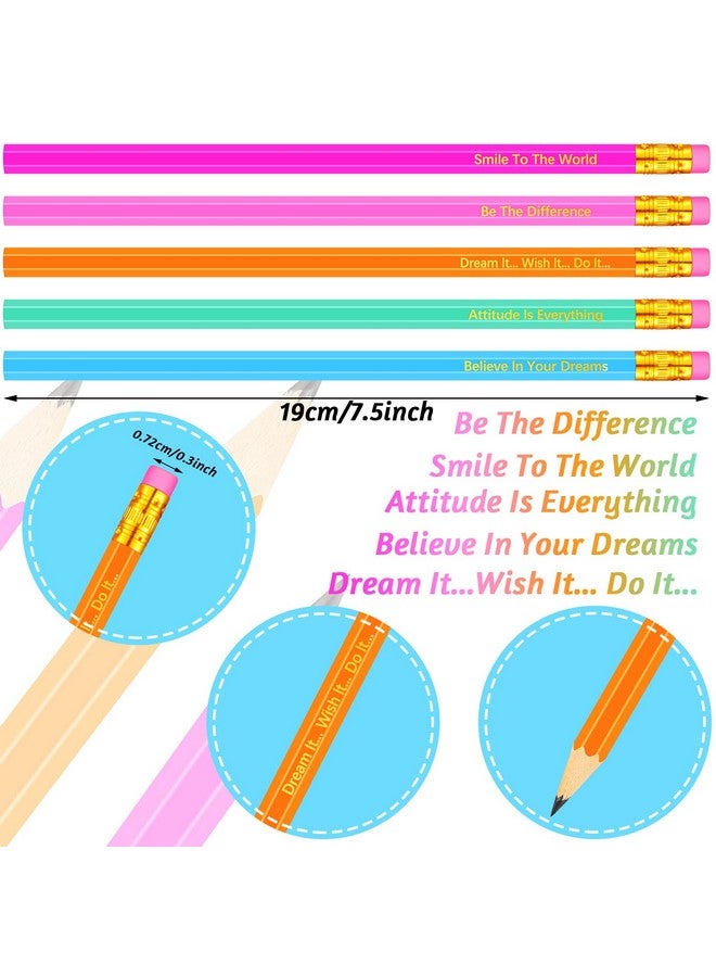 تشينكو 60 قطعة من أقلام الرصاص الملهمة وأقلام الرصاص المخصصة وأقلام الرصاص الخشبية المخصصة وأقلام الرصاص التحفيزية الملونة مع أقوال ملهمة للطلاب والمعلمين والكبار والمدرسة والمكتب، 5 ألوان - Image 3