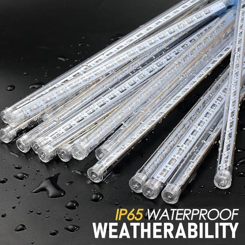 XERGY Meteor Lights 8 Tube 192 LED 12 Inch Waterproof Plug in Falling Rain Fairy String Lights for Diwali Lights for Decoration for Home Holiday Party Patio Outdoor Tree Decorations, Blue - Image 5