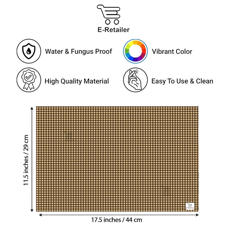 E-Retailer ERetailer Waterproof PVC Refrigerator Drawer MatsMultipurpose MatsFridge Mats Set of 6 Pcs Color Check Brown Size175X115 Inches  - Image 3