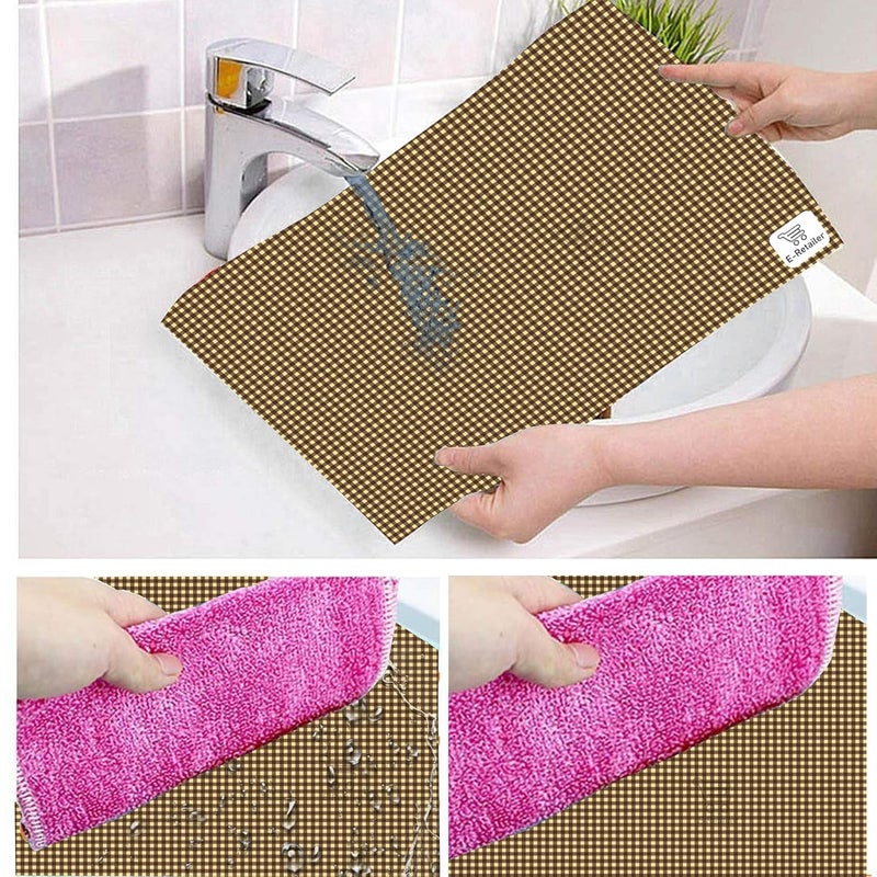 E-Retailer ERetailer Waterproof PVC Refrigerator Drawer MatsMultipurpose MatsFridge Mats Set of 6 Pcs Color Check Brown Size175X115 Inches  - Image 4