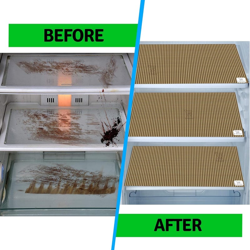 E-Retailer ERetailer Waterproof PVC Refrigerator Drawer MatsMultipurpose MatsFridge Mats Set of 6 Pcs Color Check Brown Size175X115 Inches  - Image 5