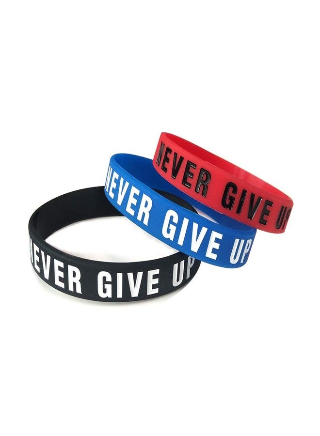 JOYID "Never give up Motivational Bracelets Rubber Band Wristbands Jewelry Inspirational Bracelets Gifts-3pcs - Image 1